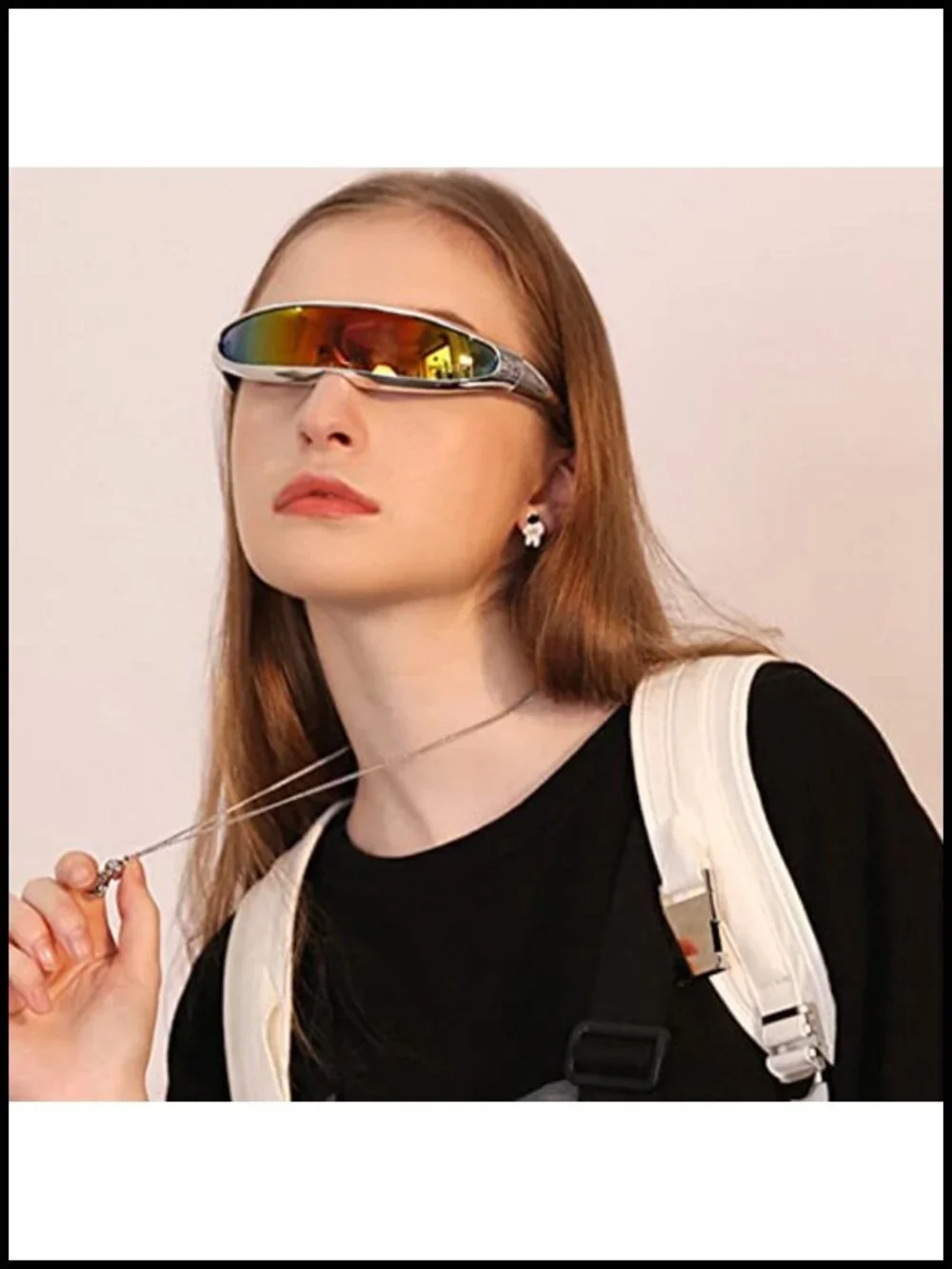 Futuristic Narrow Sunglasses Robot Space Rave Party Cosplay Cyberpunk Visor